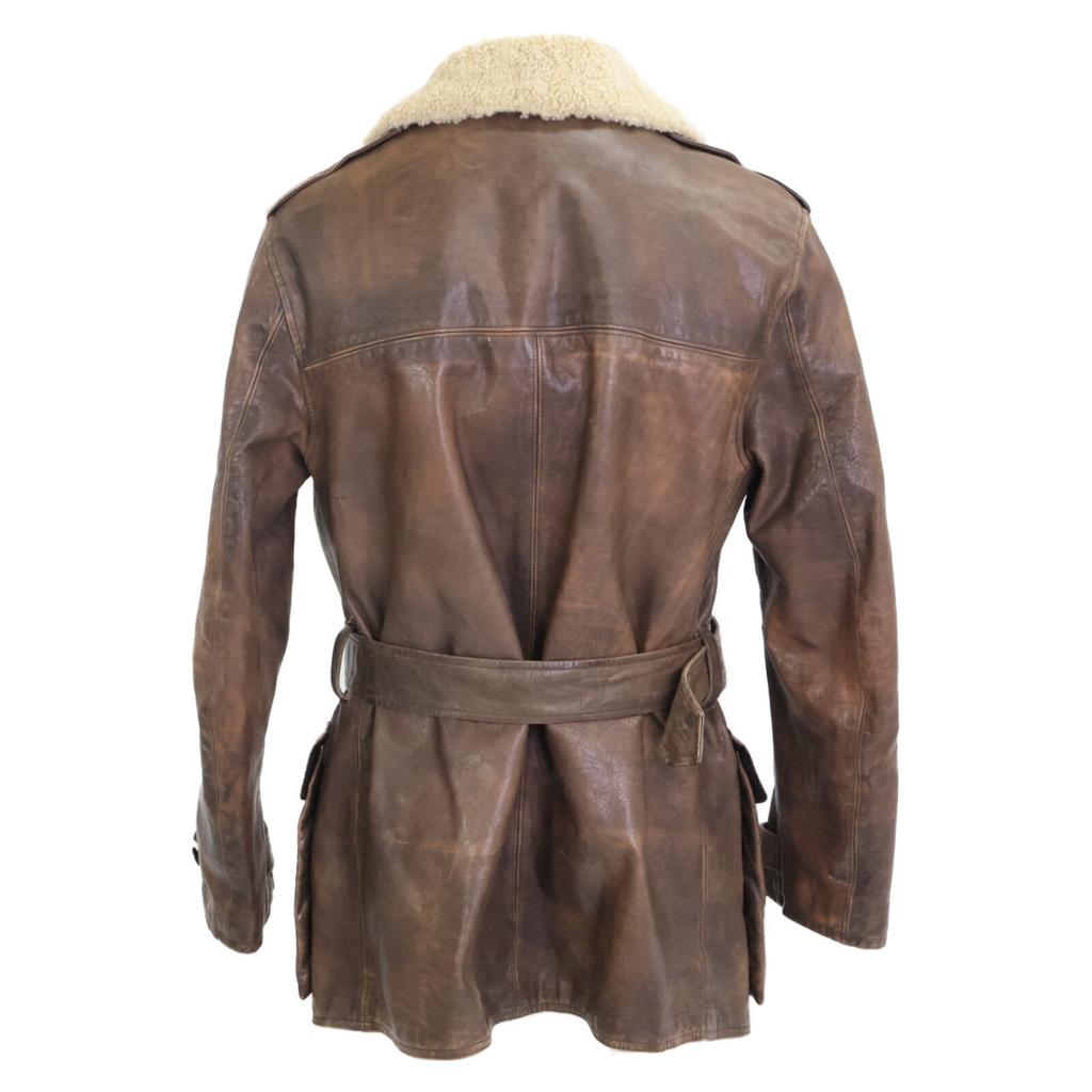 RRL [BYRD EXPDITION] Cowhide Shearling Lambskin Double-Breasted Flight Car coat M BrownUsed