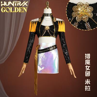 Anime KPop Demon Hunters Mira Cosplay Costume Black Gold Stage Outfit Huntrix Uniform Halloween Party Women Girls Carnival