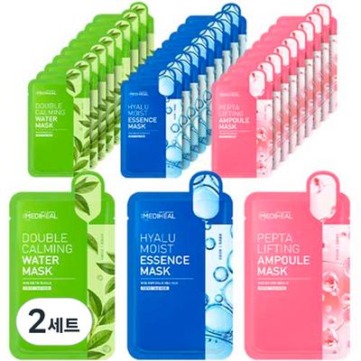 Doppelte beruhigende Wassermaske + Hyalu Moist Essence Maske + Pepta Lifting Ampoule Maske, 30 Blätter, 2 Sets