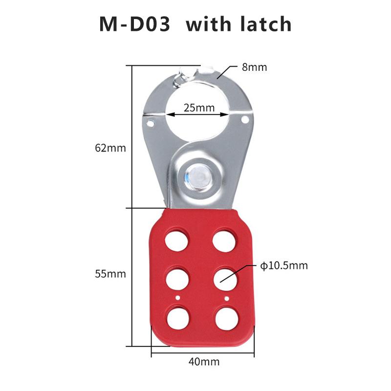 Red Industrial Safety Lockout Hasps Six Hole Steel Lock Steel Hook with Plastic Coated Body Hardware