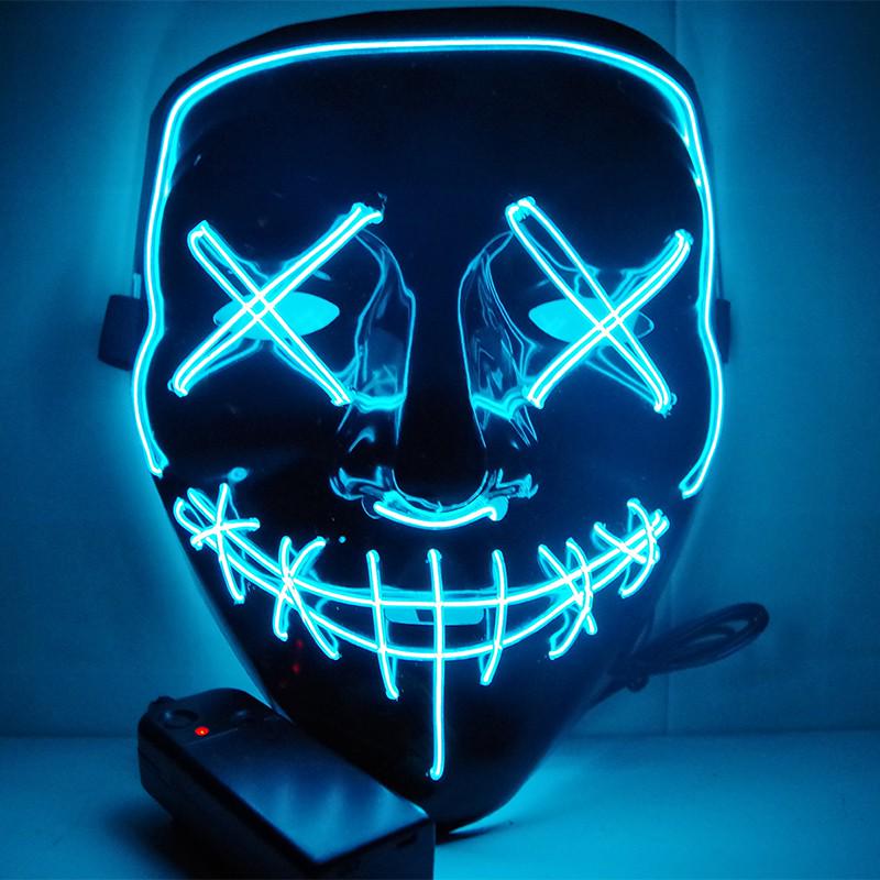 Black Ghost LED Sound-Control Mask - Luminous V Shape Halloween Prop