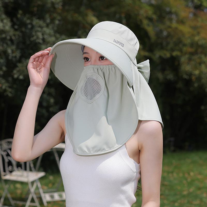 Summer women's full face covering sun hat outdoor windproof neck tea picking hat shading shawl sun protection hat