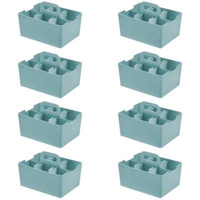 JEJ Astage Mini Desk Organizer, Blue, Stackable, Made In Japan, 21.5cm Wide X 16.3cm Deep X 14.5cm High, Set of 8