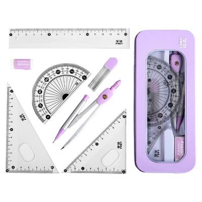 7-teiliges Kompass-Set aus Edelstahl für Mathematik und Geometrie mit Radiergummi und Lineal für Schüler, Schreiner, Zeichenunterricht, Schulbedarf