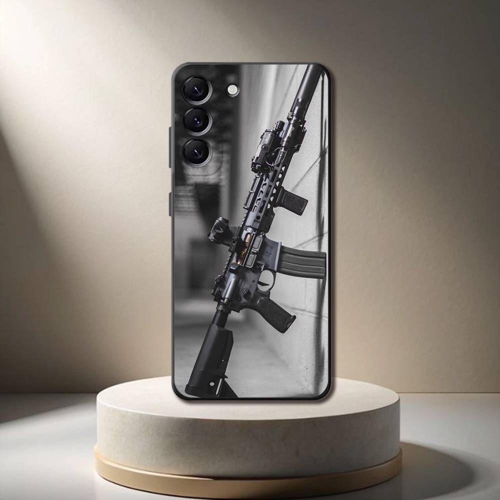 AK47 Handgun Gun BUlletss Phone Case For Samsung Galaxy A 73,72,51,53,52,71,22,5G,Note,J7,8,9 Soft Black Cover
