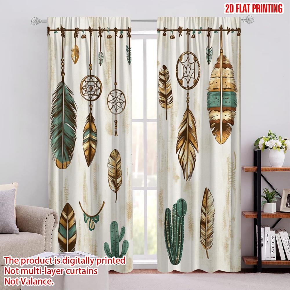 

2pcs,2D plane printing Minimalist Curtains Feathered Dreams 100% Polyester (without rod) Holiday for Study, Living Room, Kitchen 52.50 × 116.00 cm 2 pcs
