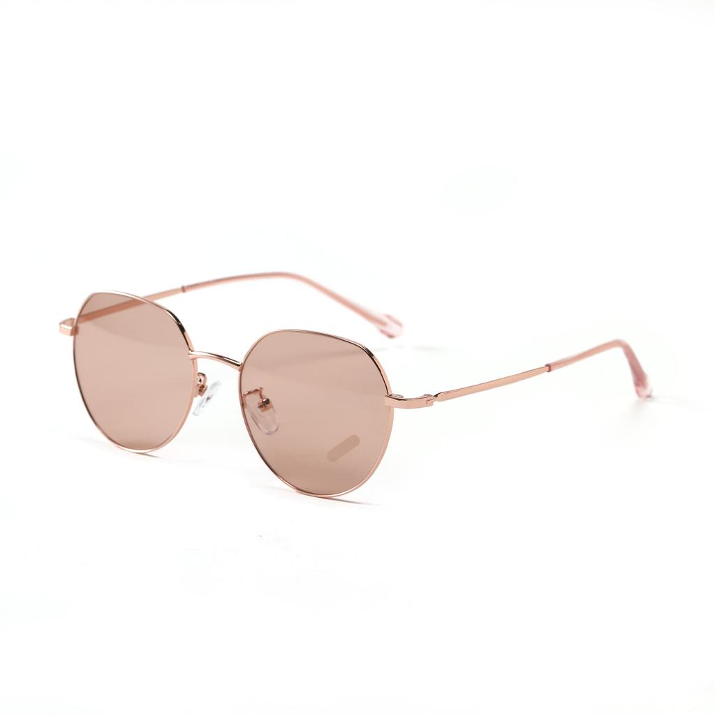 Glasses 20052 Small Frame Polygon Ocean Sheet Color Sunglasses Metal, Round Sunglasses Women