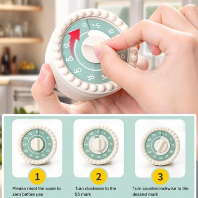 Yousheng 55-Minute Pink Mechanical Kitchen Timer Cooking Baking Eggs Loud Alarm Kitchen Timer Magnetic Back Visual Timer