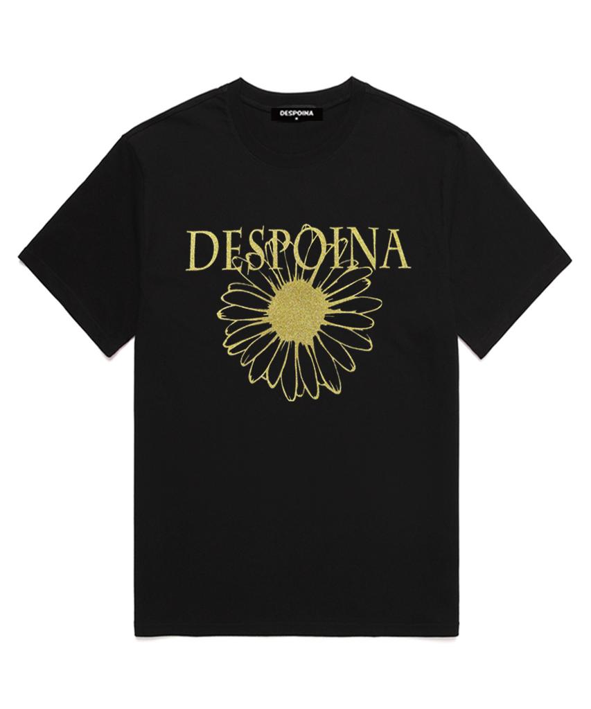 Ujeu Glitter Flower Short Sleeve T-Shirt (Dpts002) Black/Gold