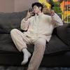 Pigiama Set Uomo Autunno Inverno Spesso Pile Cerniera Collo Alto Manica Lunga Pigiami Caldi Peluche Loungewear Uomo Casual Abbigliamento Casa