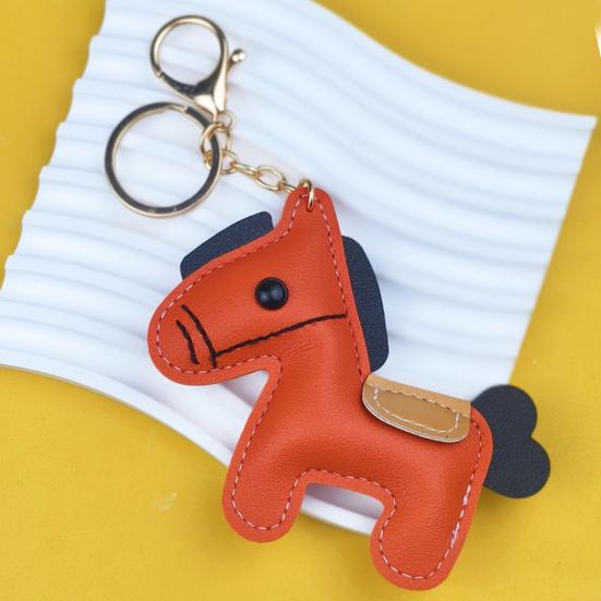 Yousheng Keychain Pendant Synthetic Leather Horse Charm Keyring with Rope Vibrant Colors Key Holder Bag Accessory