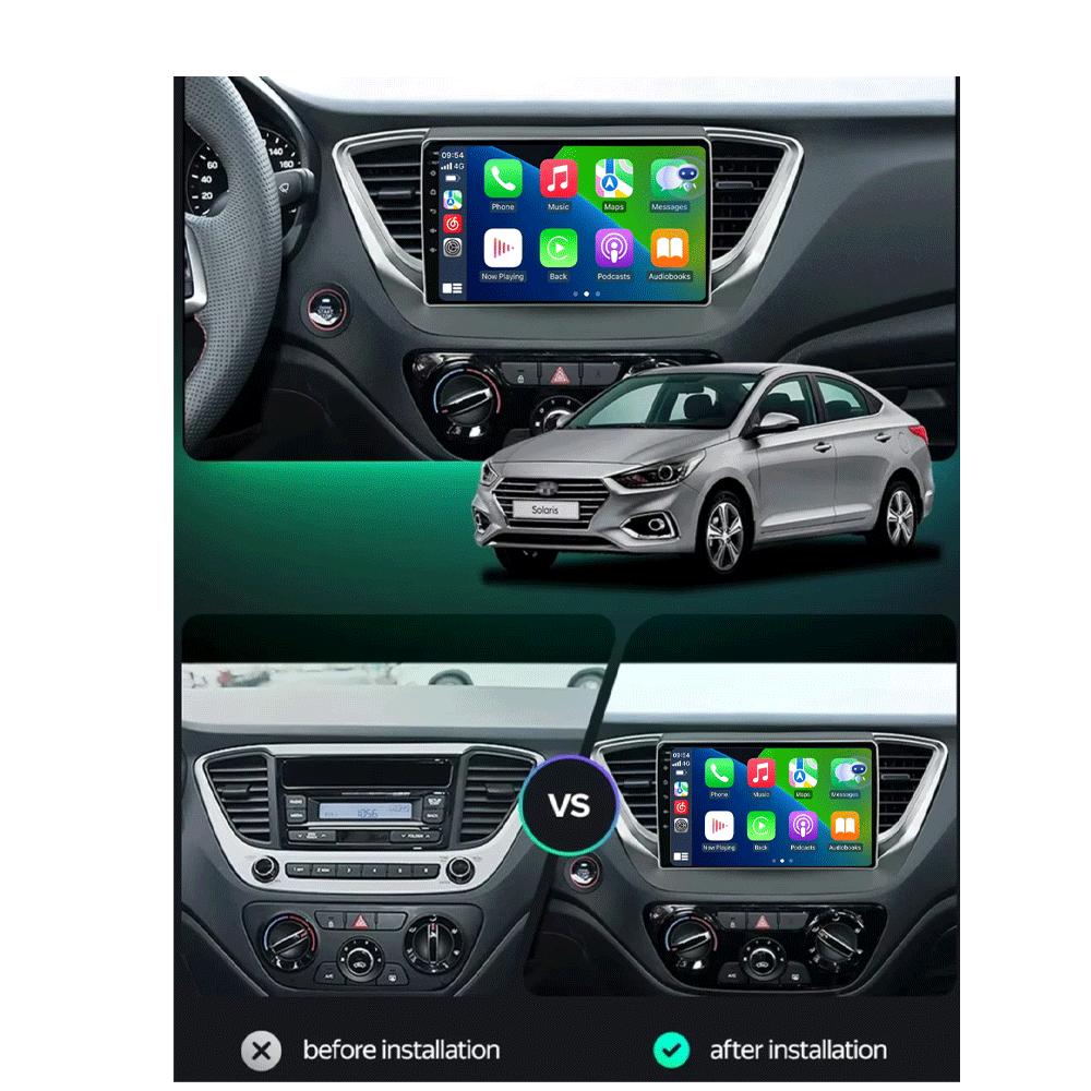 Android 14 Carplay Auto Car Radio For Hyundai Solaris 2 2017 - 2020 GPS Recorder Multimedia Video Player 4G+WiFi DSP 2 Din Dvd