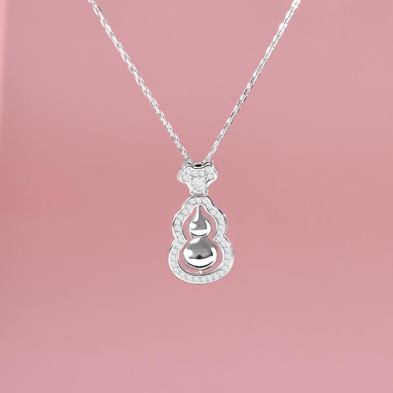 New Chinese Style S925 Sterling Silver Gourd Clavicle Necklace for Women - Trendy Niche Design