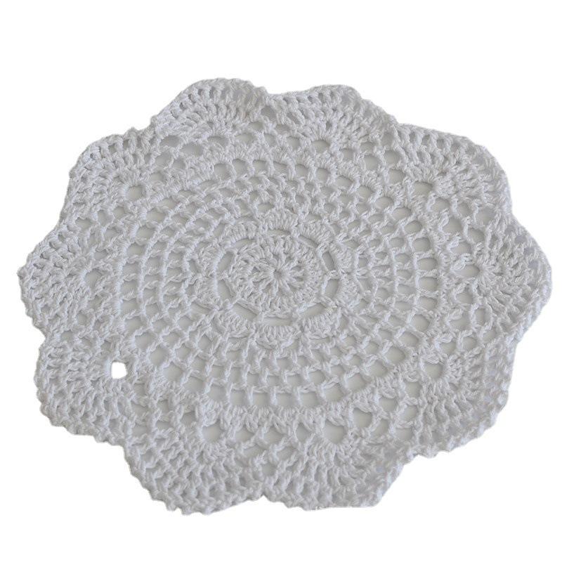 

Handmade 20CM Nordic Crochet Placemat Coaster - Wabi-Sabi Style. білий