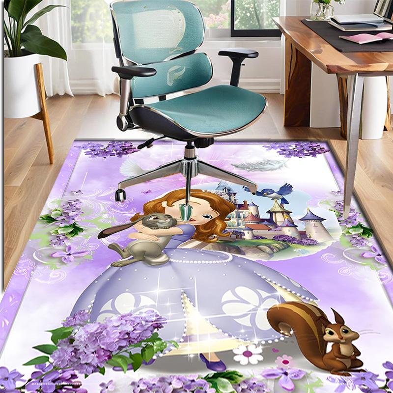 Sofia the First Pattern Rug, Indoor/Outdoor Mat, for Picnic, Gameroom, Bedroom, Office, Living Room, Home Decor Carpet, Birthday Gift