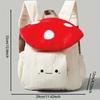 Women's Kawaii Plush Mushroom Backpack Cute Tote Bag with Adjustable Straps Zipper Closure Corduroy Red/White Student Backpacks