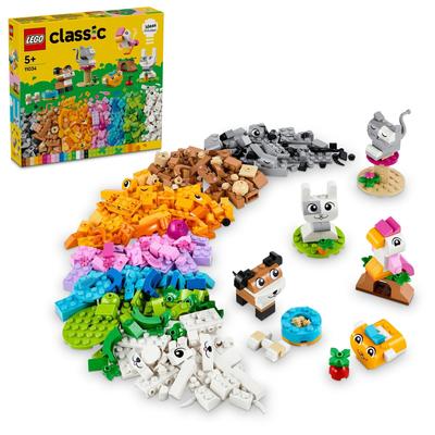 LEGO Classic Baue dein eigenes Haustier Spielzeug, Geschenk, Bausteine, für Mädchen und Jungen, Alter 4, 5, 6 und 7, Pädagogisch, Kreativ, Tier-Bausatz, 11034