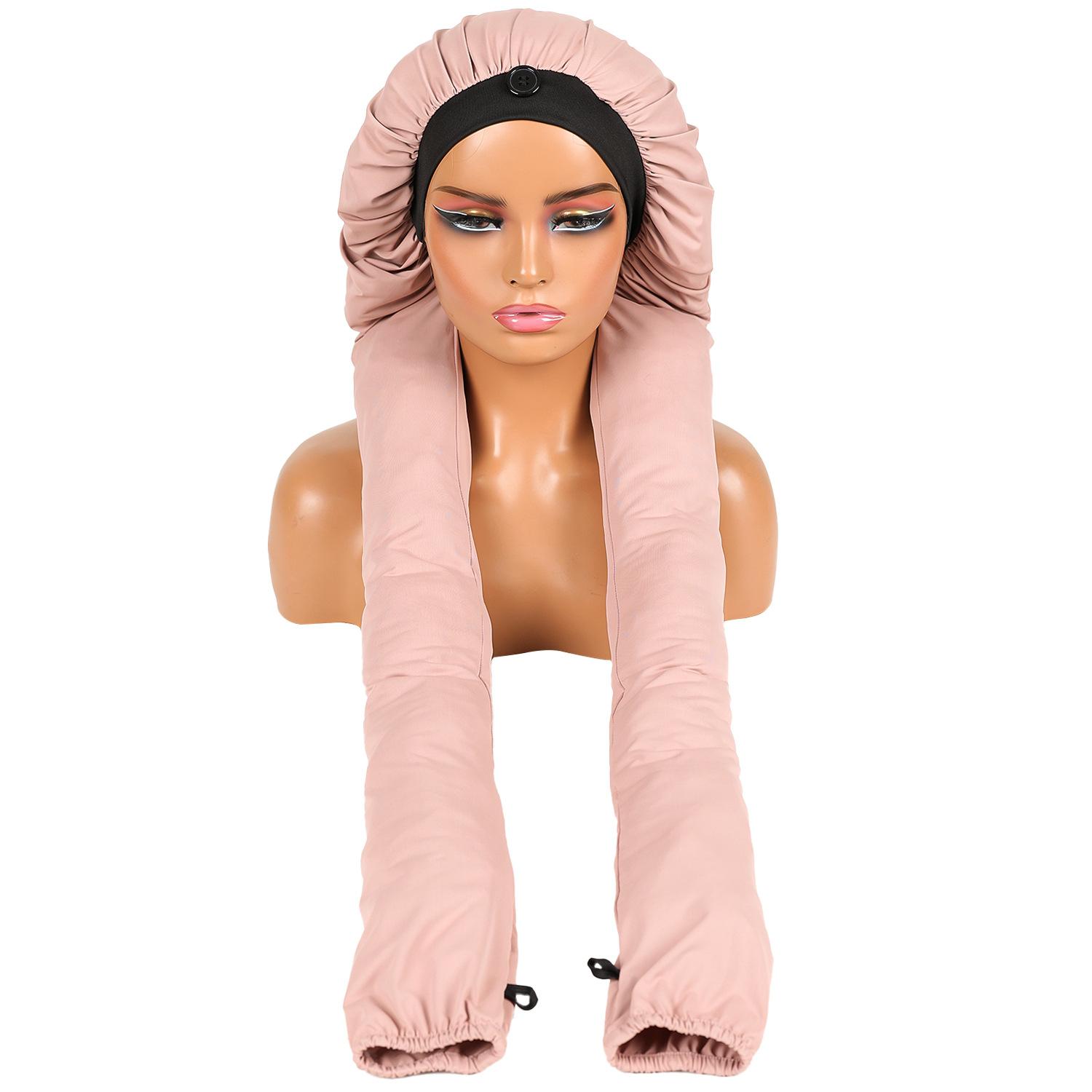 

High-end High Elasticity Ice Women s Long Braid Braid Tied Hair Hat Bonnet Sleep Soft Long Satin Bonnet Styling Accessories рожевий
