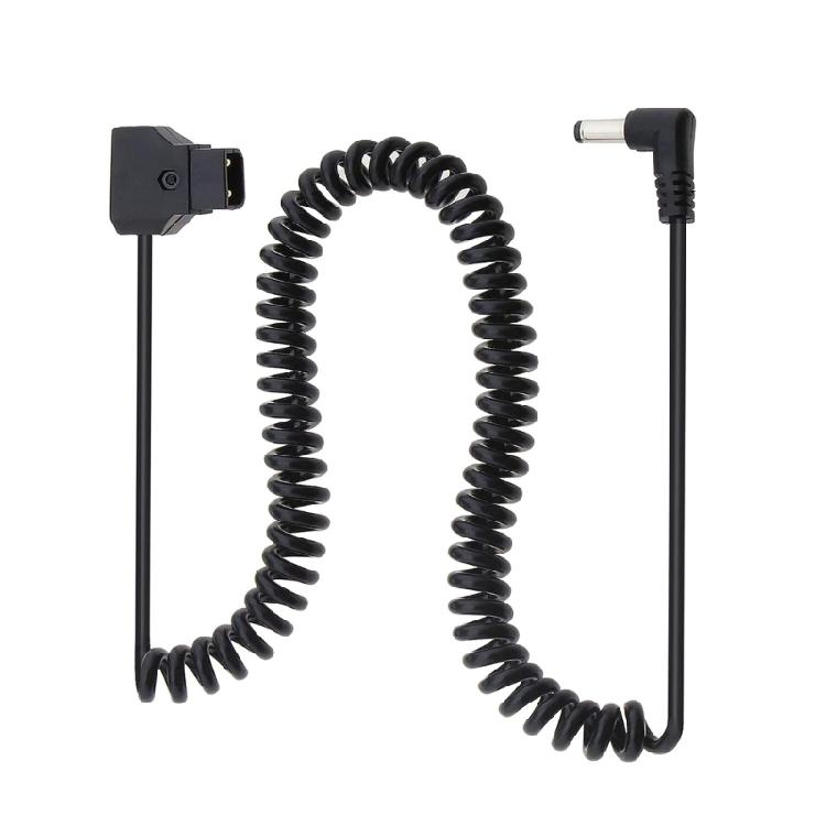 Black D-TAP 2Pin Male to DC5521 Right Angle Coiled Cable for Bmcc Bmpc Cameras 1