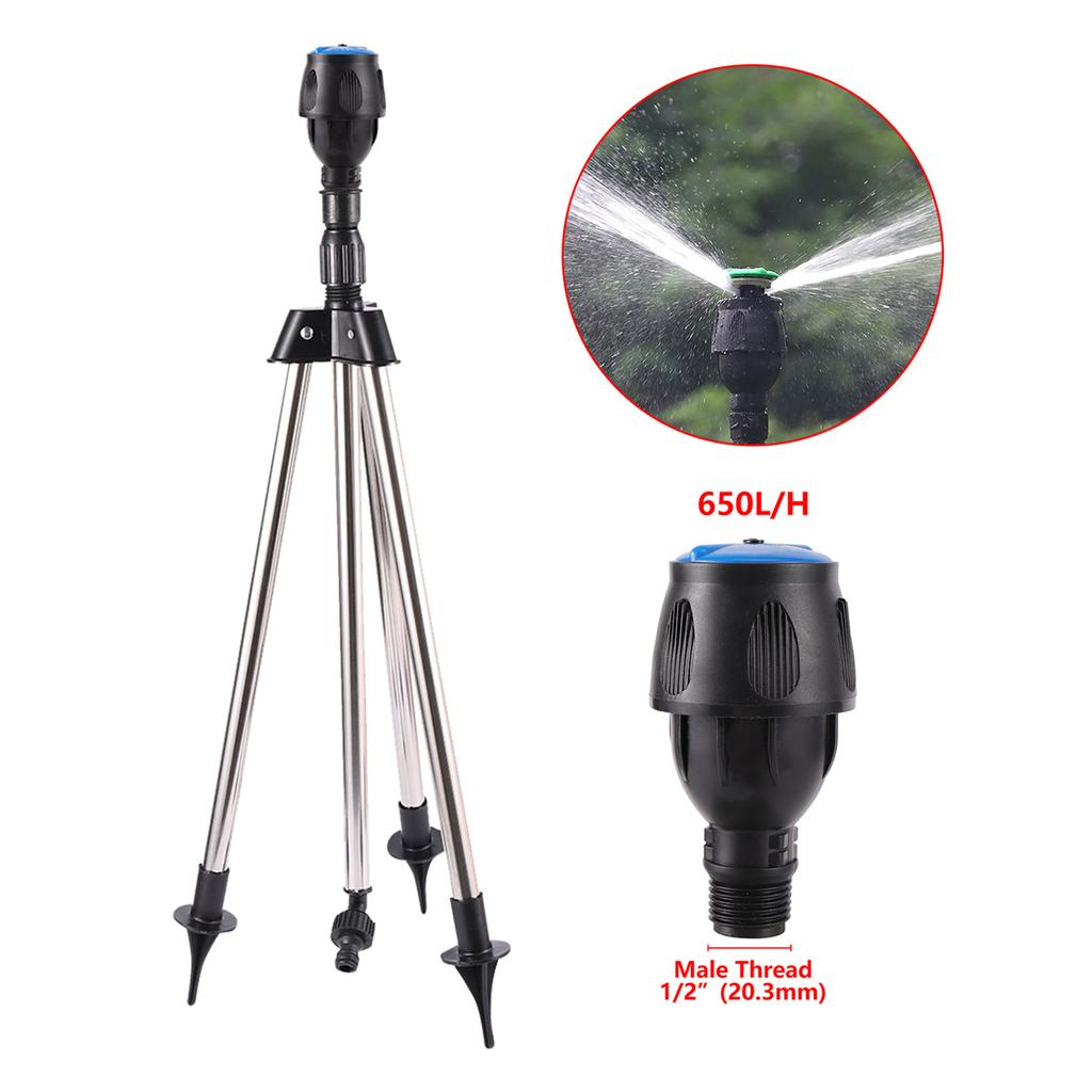 Garden Automatic Rotating Sprinklers 1/2" Female Thread Stainless Steel Tripods Lawn Orchard Irrigation Nozzles 350/550/650 L/H