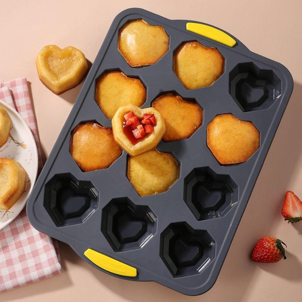 12-Cavity Silicone Cake Mold Food-Grade Pudding Jelly Mold Heart-Shaped Baking Mold  Dessert Making
