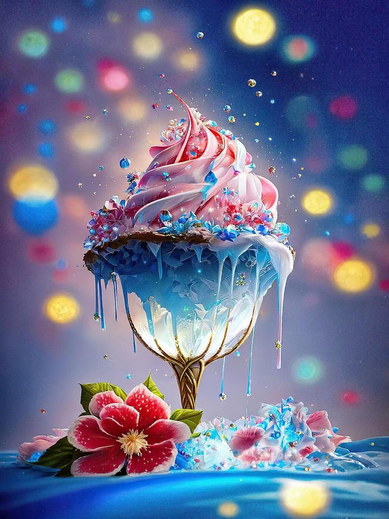 DIY Diamond Embroidery Ice Cream Diamond Mosaic Flower Cross Stitch Set Painting Glass Landscape Wall Decor