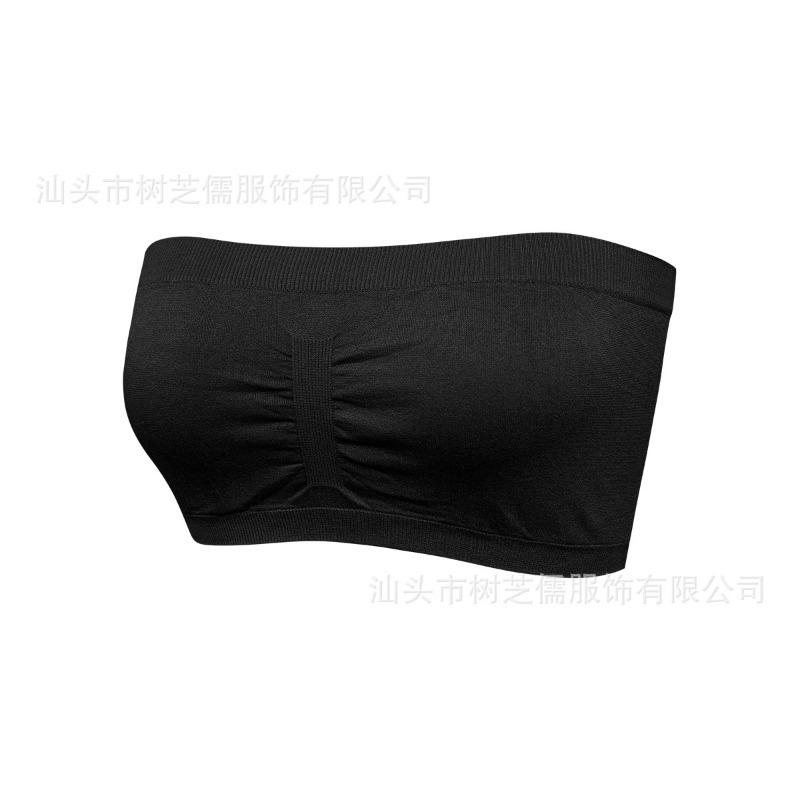 

Comfortable No-Strap Tube Top Bra With Gathered Bust Design 2XL чорний