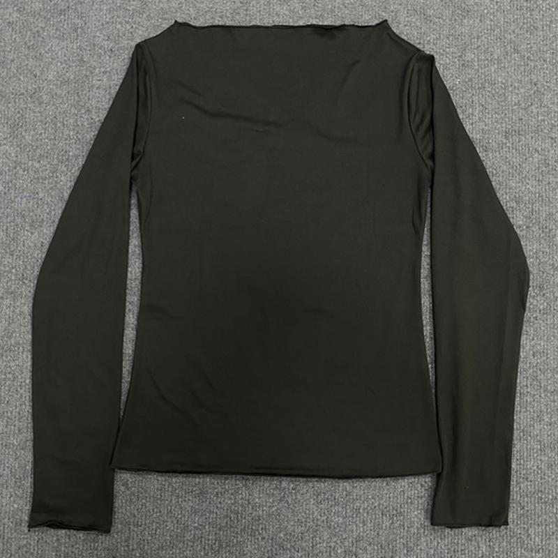 European and American Spring and Autumn Fashion Sexy Solid Color Basic Top