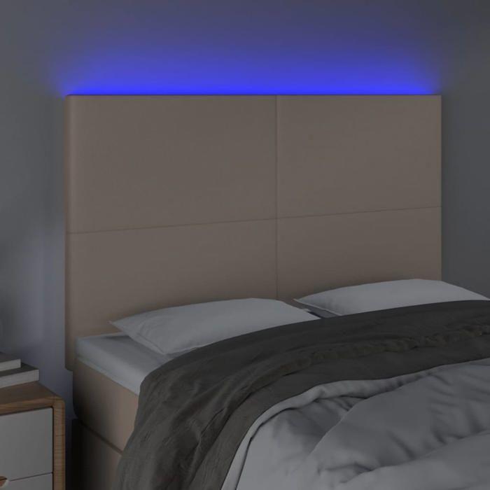 Tête de lit - MAISON EXCLUSIVE - Cappuccino 144 x 5 x 118/128 cm - Similicuir - LED intégrée - Hauteur réglable