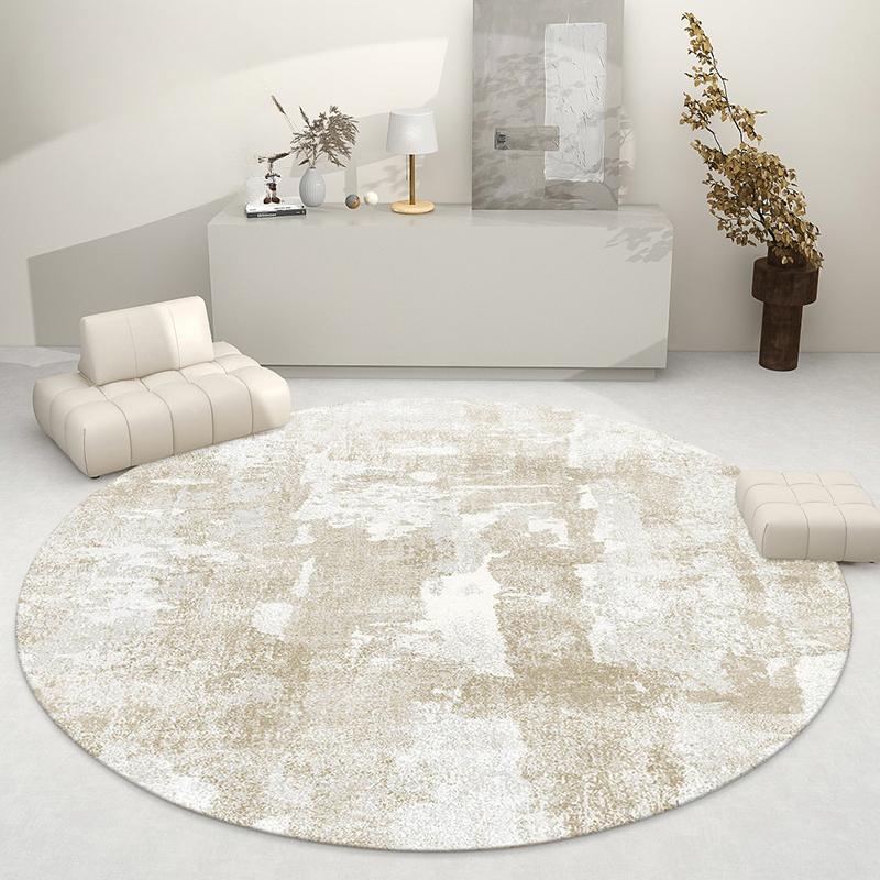 Light Luxury Living Room Decoration Round Carpet French Style Rugs for Bedroom Thick Plush Lounge Floor Mat Home Fluffy Soft Rug