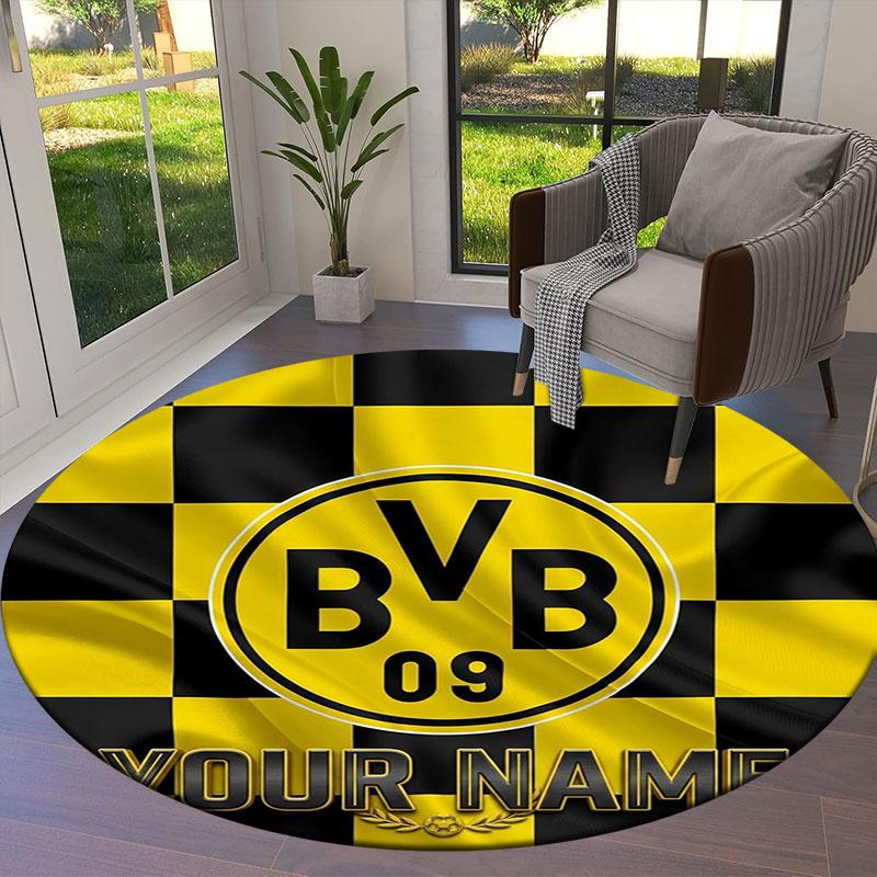 Borussia Custom Name Round Area Rug,Carpet Rug for Living Room Bedroom Sofa Playroom Decor,Non-slip Floor Mat