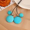 High quality simple ethnic style geometric adjustable necklace stud earrings set, fashionable fringed pendant turquoise accessories