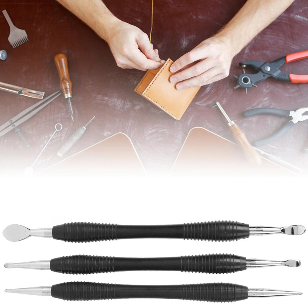 3PCs Carving Printing Tool Leather Craft Spoon Stylus Tool Set Kit Stationary Craft Collection