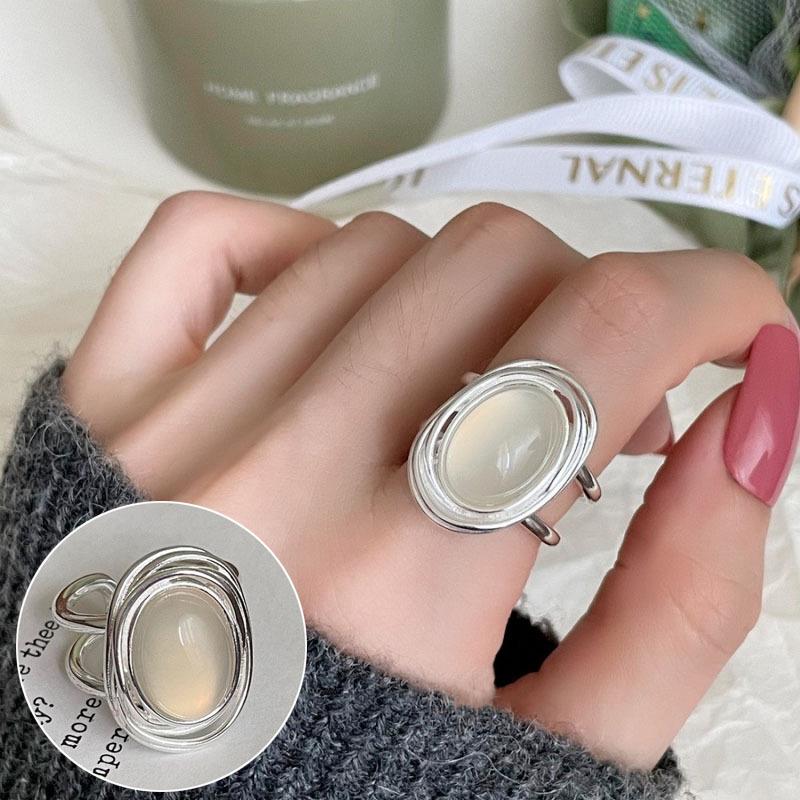 S925 Silver-Plated Creative Teardrop Ring for Women - European/American Open Design