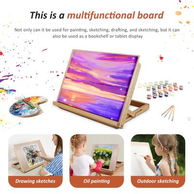 Large Drawing Board Easel Adjustable Tabletop Painting Easel Portable Folding Drawing and Sketching Board for Artists Students
