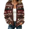 Damen Casual Christmas Print Langarm Offen Vorne Strickjacke Jacke für Herbst und Winter