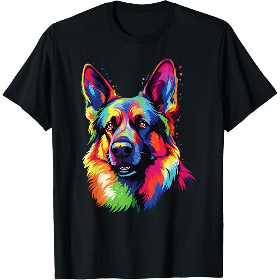 

Watercolor Colorful German Shepherd Dogs T-Shirt XXXXXL чорний