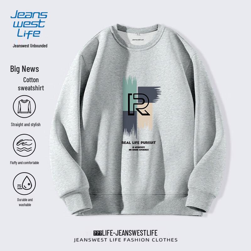 Jeanswest Life Men's Retro Loose Fit Round Neck Sweatshirt