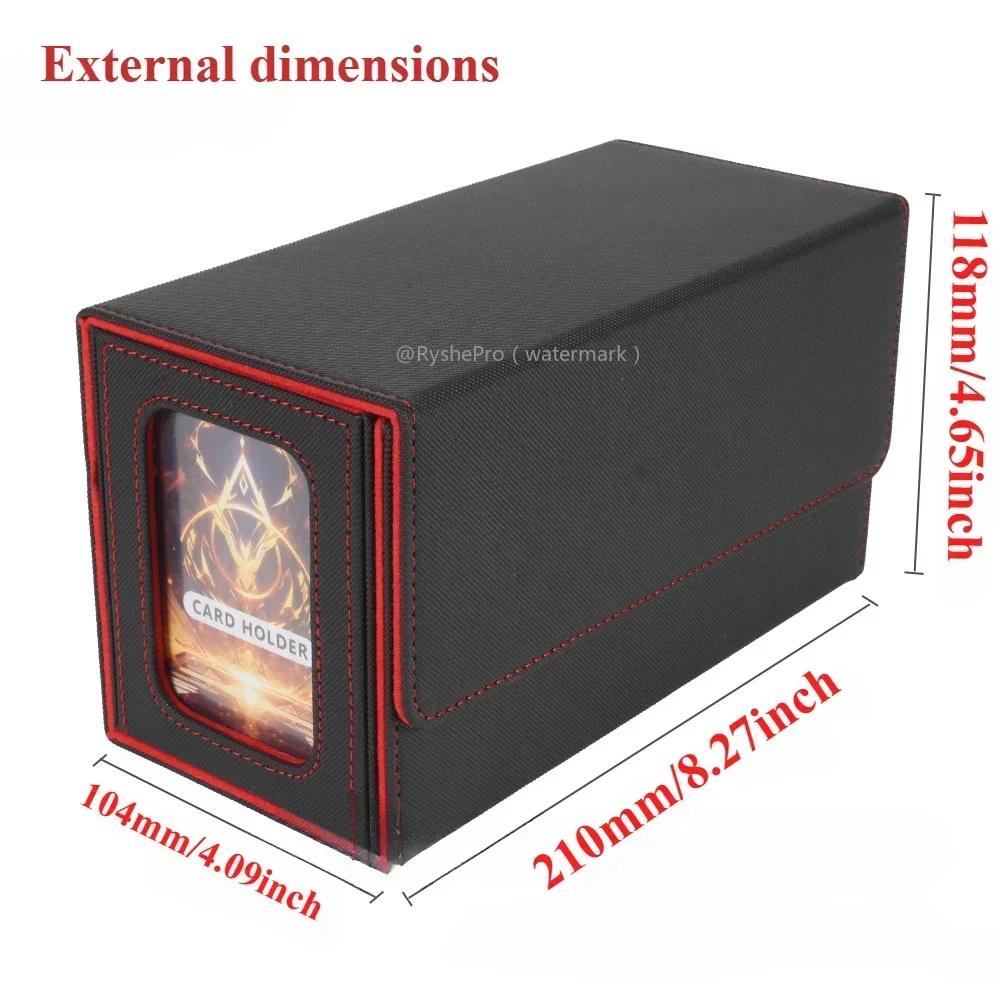 Durable Card Storage Box with Dice Tray 200+ Double Sleeved Cards Design for MTG Commander Deck Box with Sideloading Card Tray