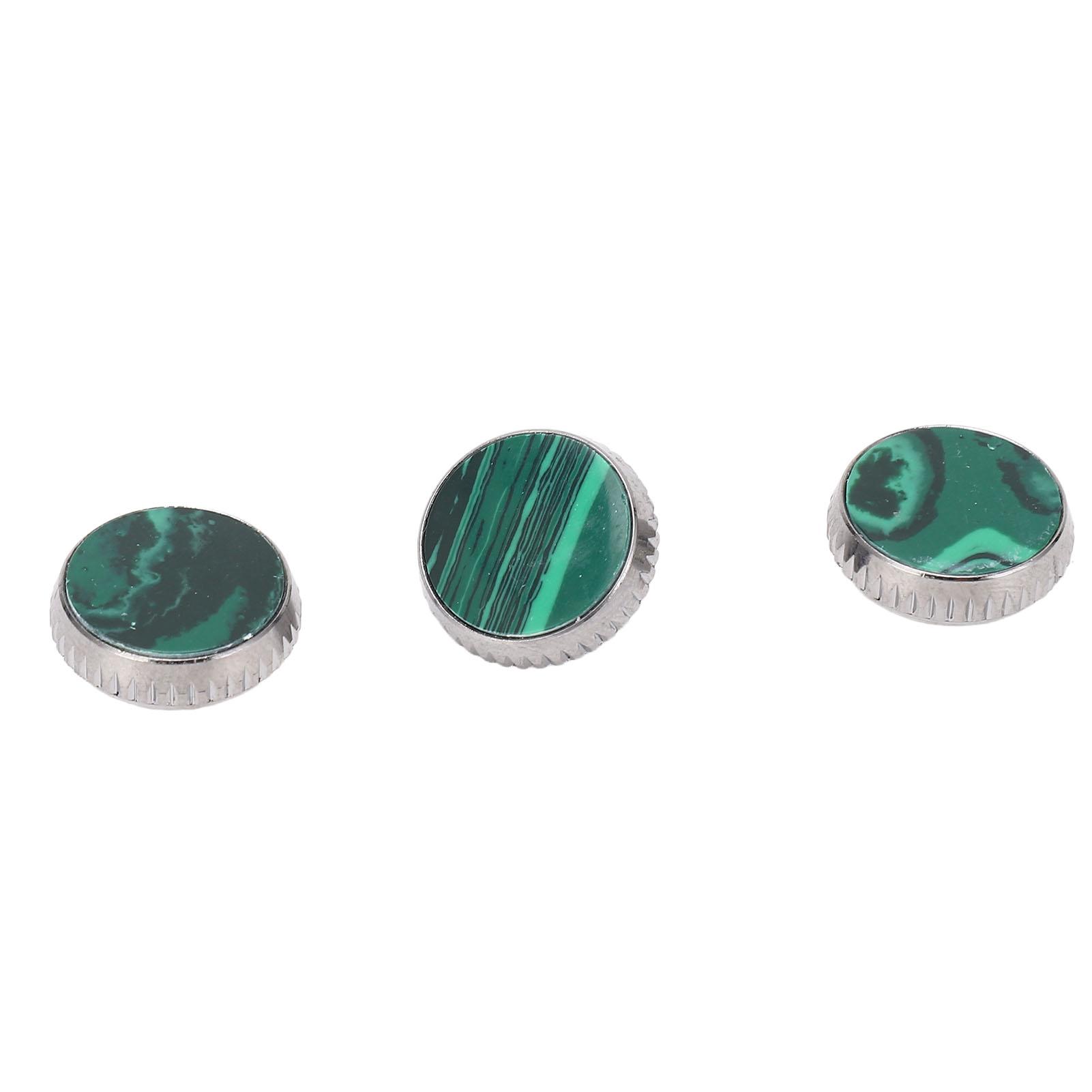 

3 Pcs Trumpet Valve Cap Embedded Green Standard Metal Finger Button Trumpet Valve Replacement Parts