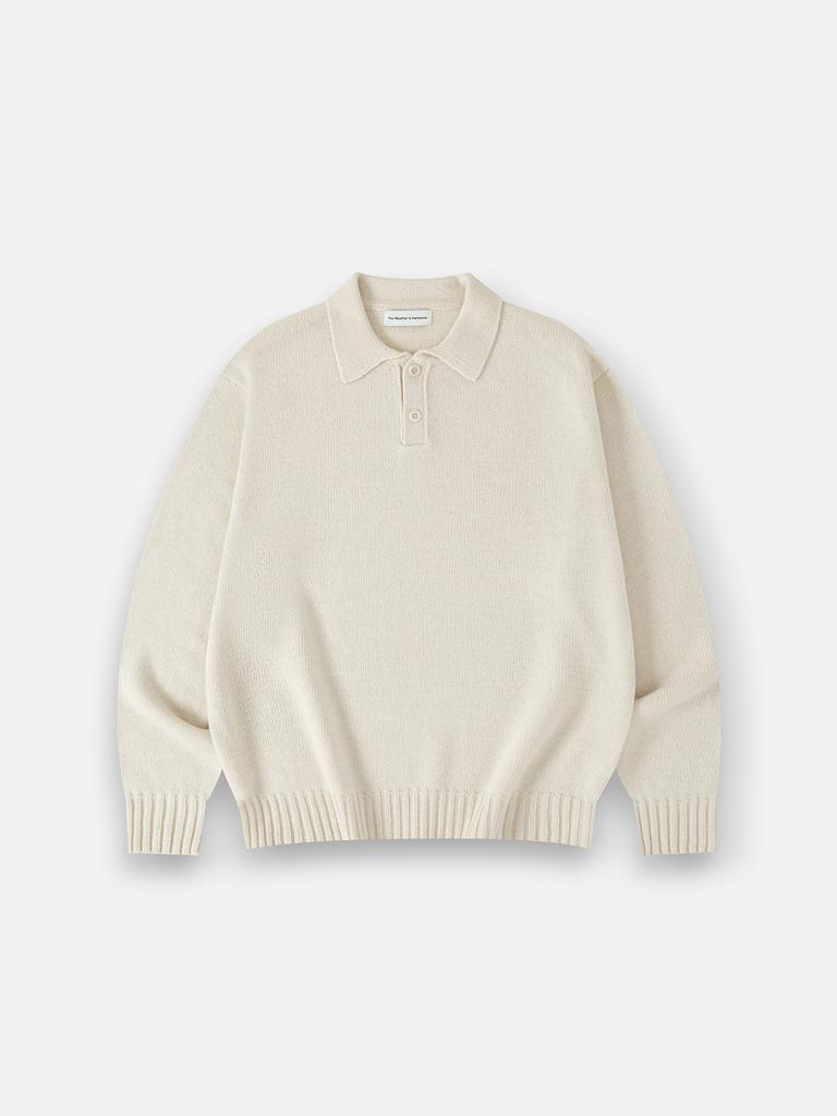 Deowedeoijeueosseom Park Collar Knit Sweater (Ivory)