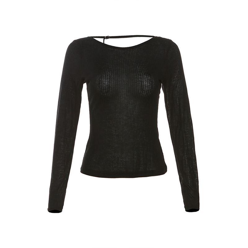 

Странная киска Ретро Вырез Длинные рукава Перекрестные лямки Black S