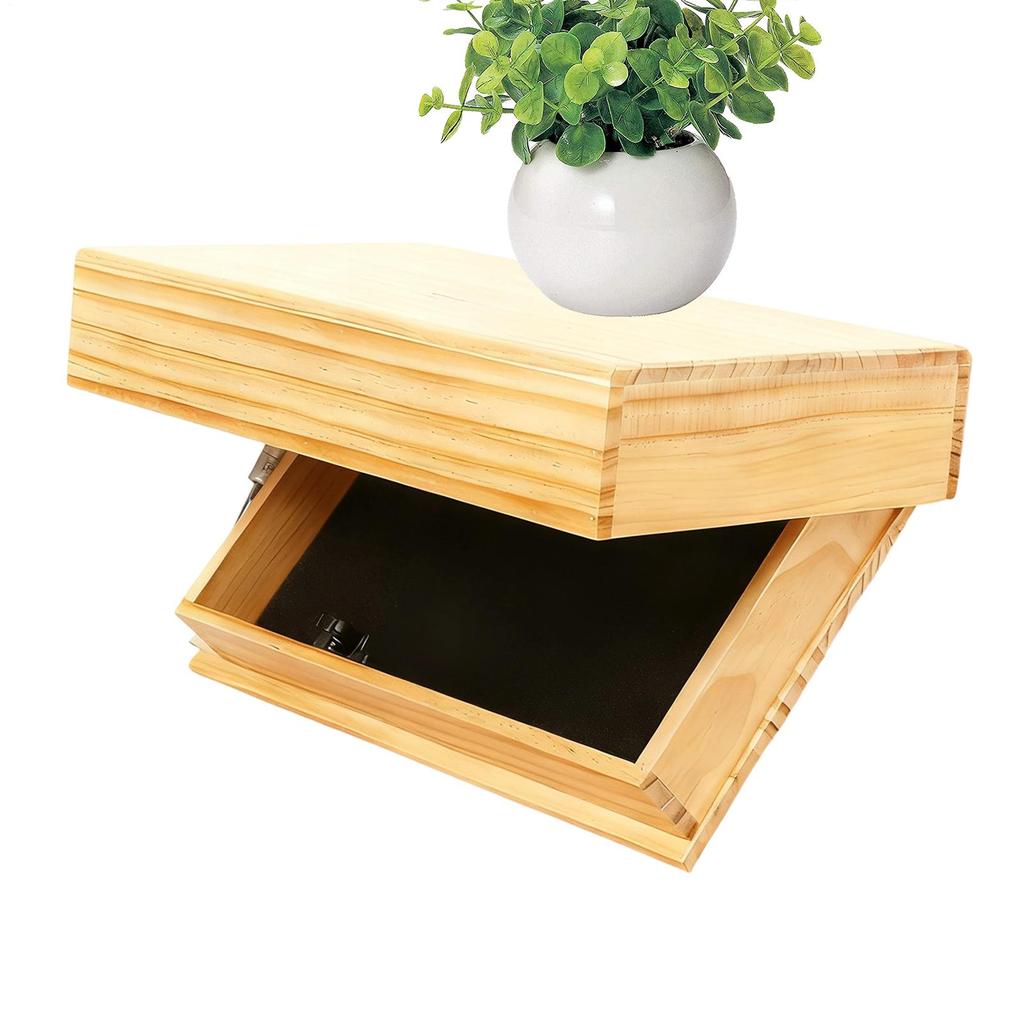 Wall Mounted Storage Rack With Hiddens Compartments Decorative Wooden Floating Display Secret Floating Storage Shelves Safely