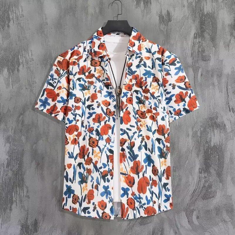 Pánská retro košile, pánský letní outfit, studentský volný střih, výklenek, neformální pánský top, svrchní oblečení, plážový top