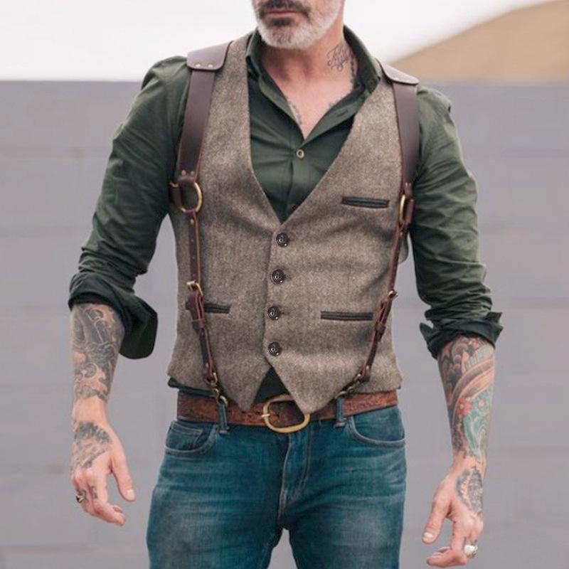 New Fashionable Men's Patchwork Color Contrast British Style Simple Casual Vest with Multiple Colors