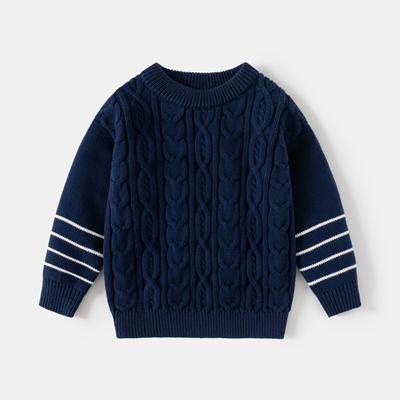 Children's Clothing Boys' Coarse Needle Cotton Thread Pullover Sweater Style Small and Medium-sized Children's Woven Striped Sleeve Top