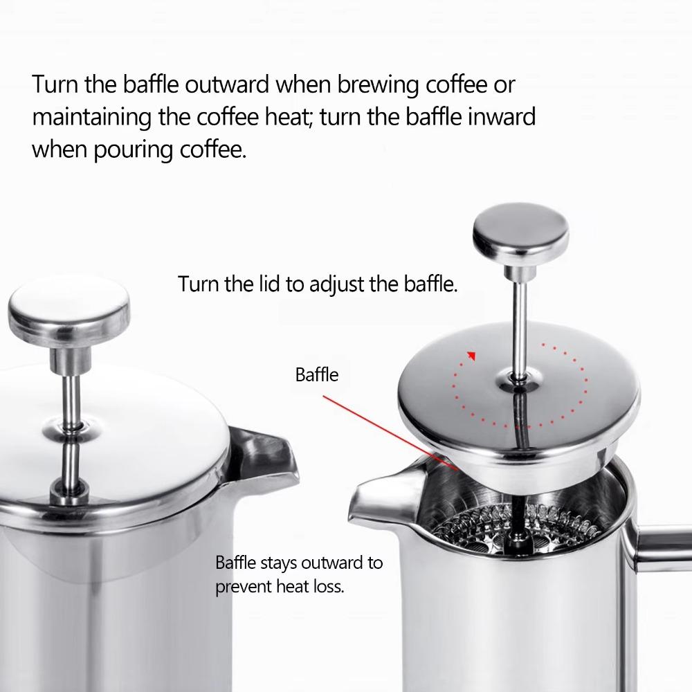 Double Walled Coffee Maker Pot Stainless Steel French Press Coffee Maker Coffee Press Filter Pot