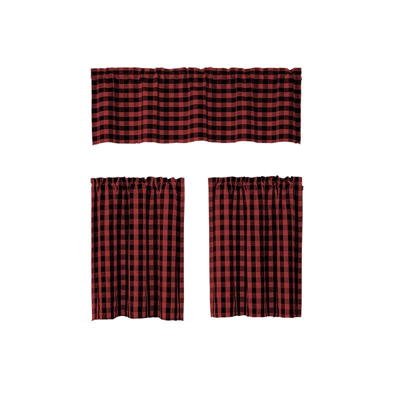 Kitchen Small Curtain Through Rod Curtain Door Curtain Lace Lace Curtain Plaid Short Curtain
