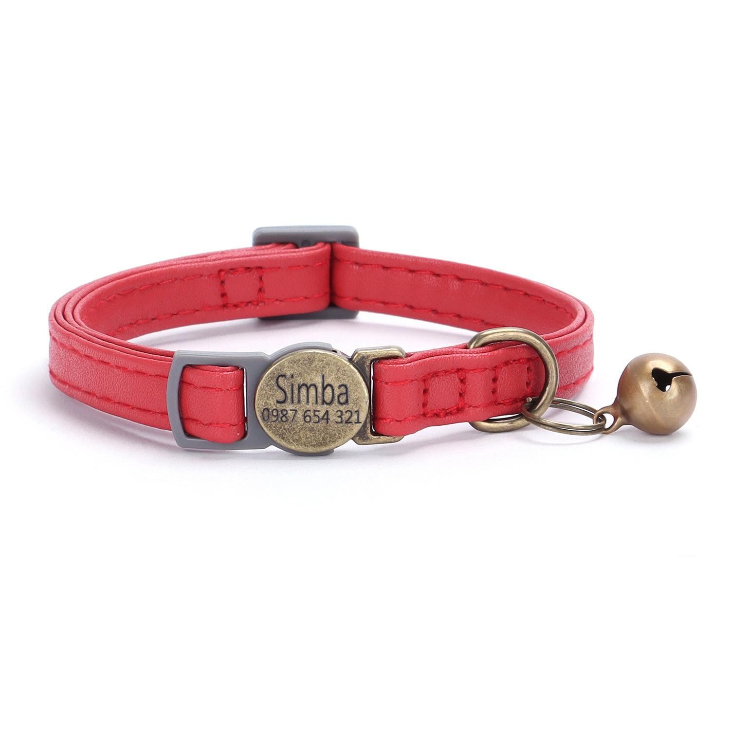 

Cat Cat Collar PU Leather Laser Engraving Cat Collar DIY Dog Bell Collar XS1.0-35CM