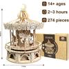 3D Wooden Puzzles for Adults - DIY Wooden Music Box, Merry-go-Round Model Kit - 274 Pieces Wooden Jigsaw - Brain Teaser - Birthday Gift for Boys and